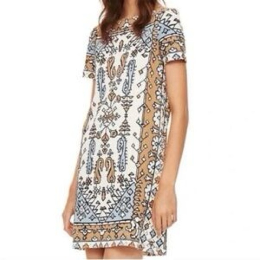 Tory Burch Blue Brown A-line Mini Dress Resort Wear